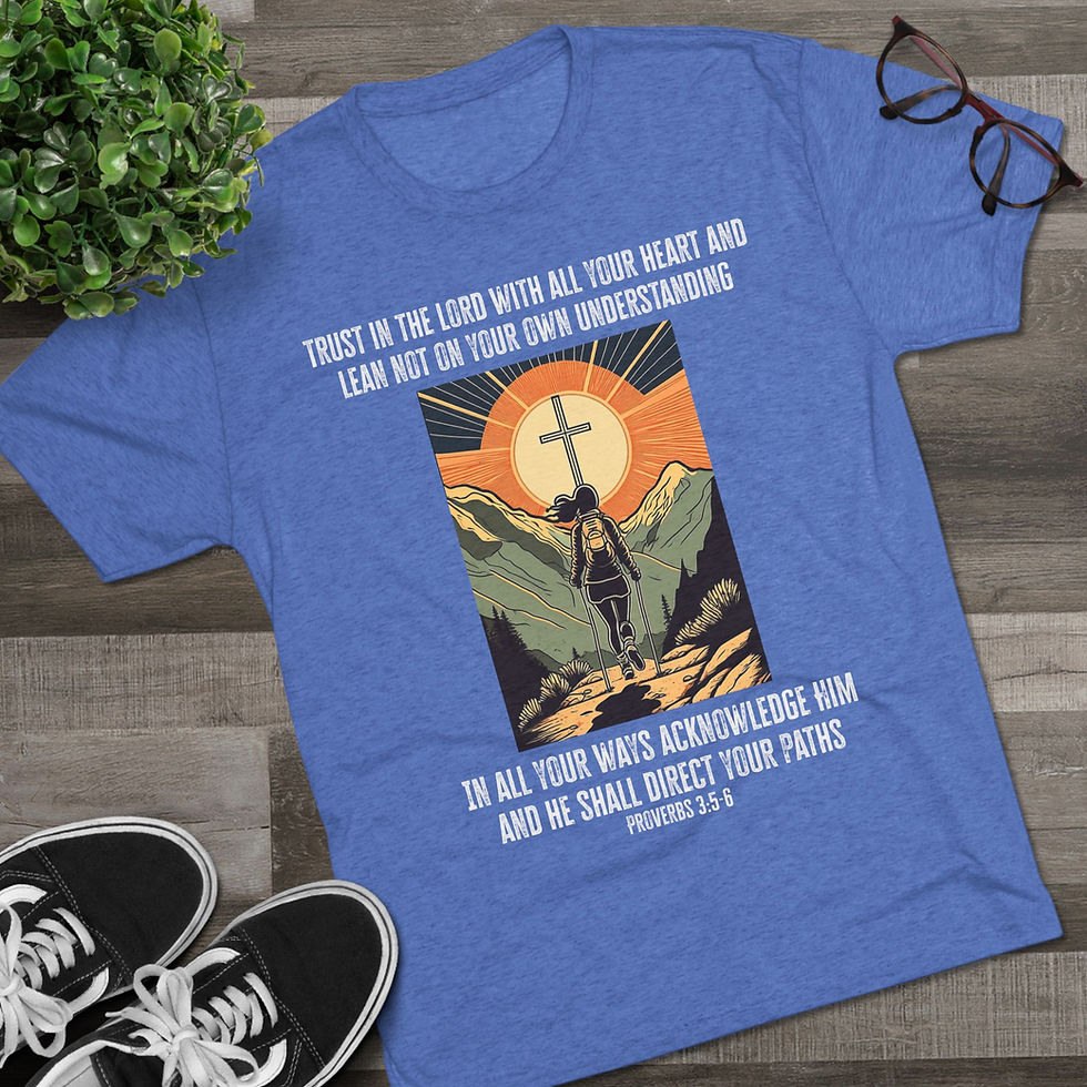 Thumbnail: "Hiking the Path" Proverbs 3:5-6 Bible Verse Premium Tri-blend Tee