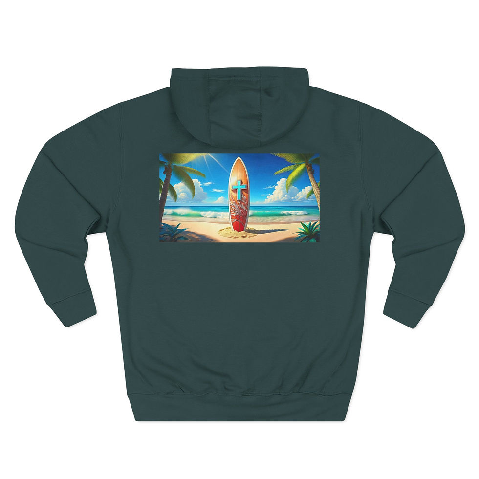 Thumbnail: Surfboard Cross Double-sided Three-Panel Fleece Hoodie - Christian Beach 