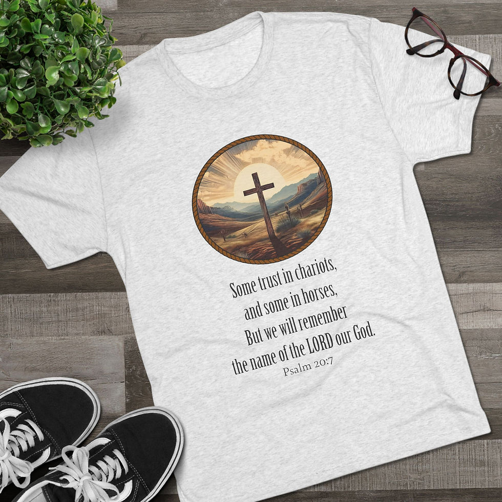Thumbnail: Psalm 20:7 "The Desert Cross" Premium Tri-Blend Tee