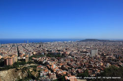 Parallel streets of Barcelona leading to the sea