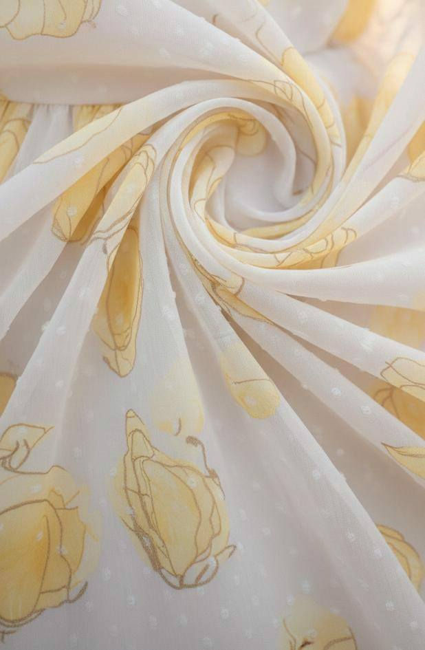 Thumbnail: Sketchbook Petals on Flat Chiffon with Dobby Work