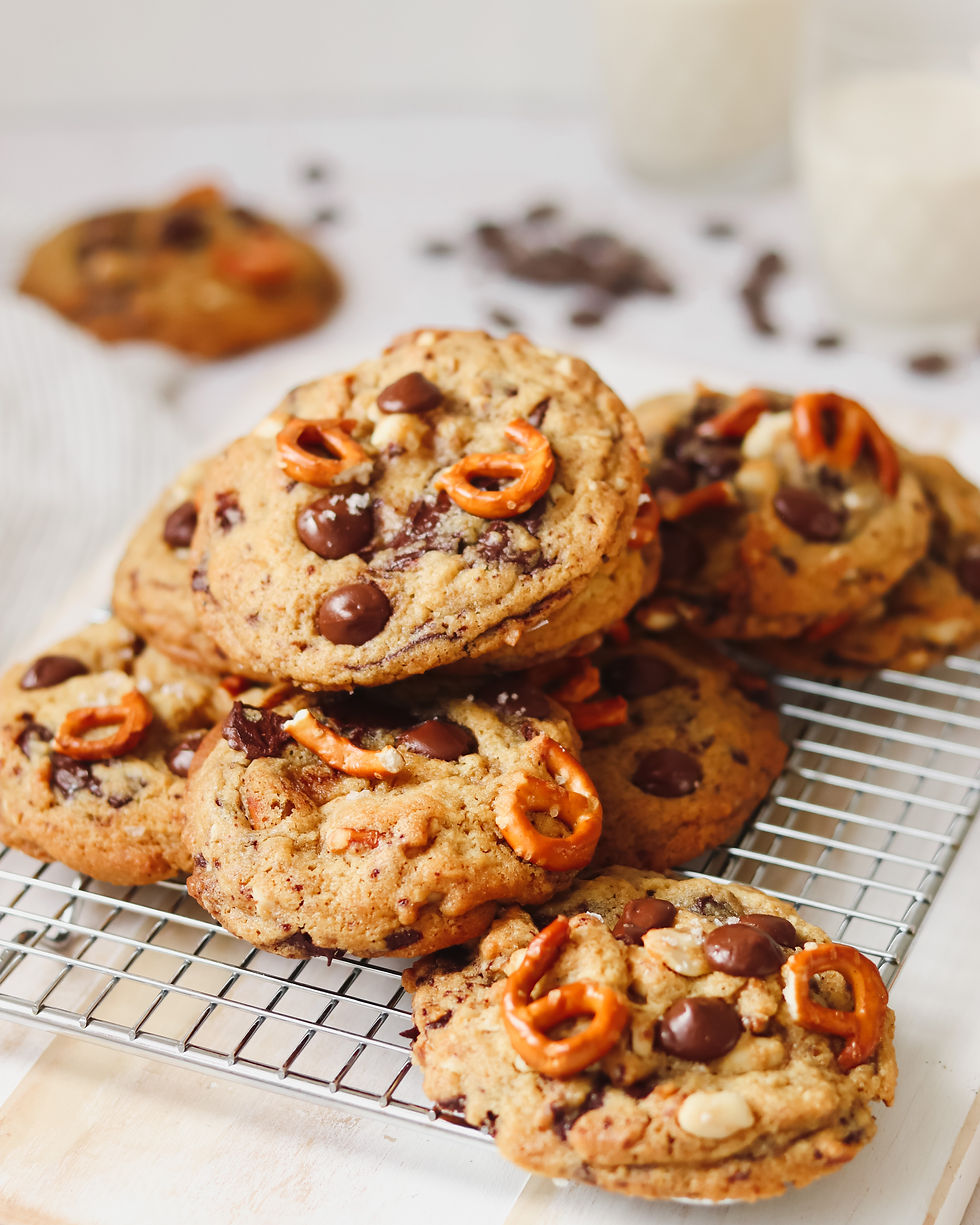 Peanut, pretzel, chocolate drop cookies Semla Studio