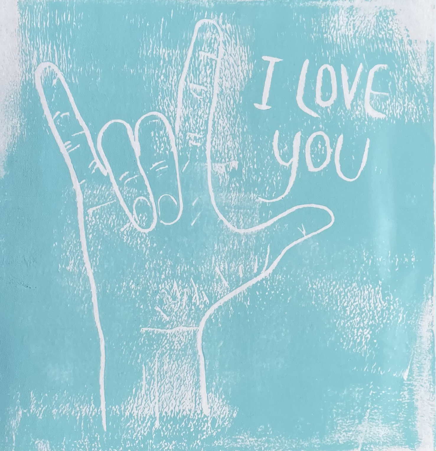 "I Love You" Block Print