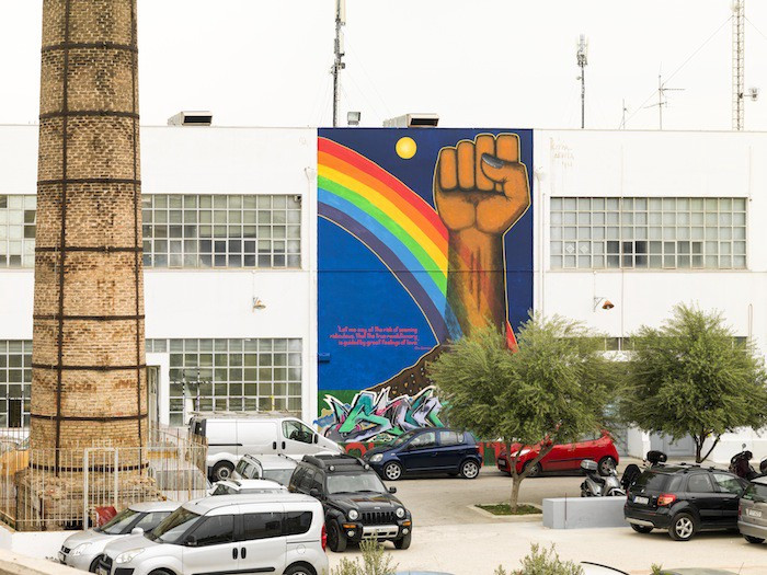 Gordon Hookey, “Solidarity”, Mural at Athens School of Fine Arts (ASFA), 2017.
