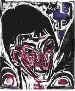 Ernst Ludwig Kirchner, Portrait of Otto Mueller, Woodcut, 1915.