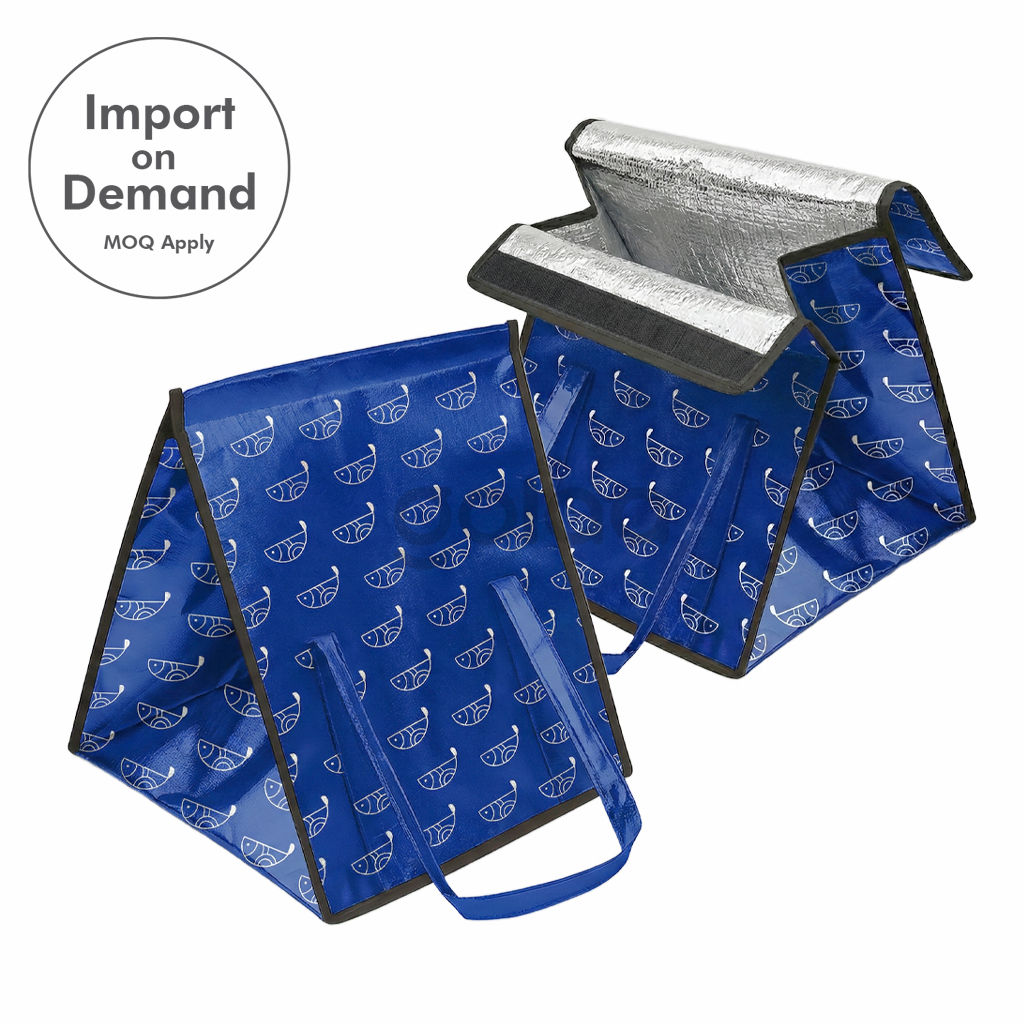 Custom Printed RPET Non-Woven Reusable Cooler Lunch Bag with Magic Tape Closure
