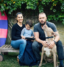 Young Family with Pet Dog - Stock Image