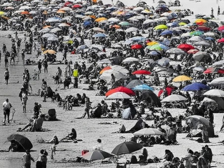 Beach with Oppy Umbrellas