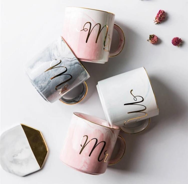 Thumbnail: Hand Painted Mr & Mrs Mugs