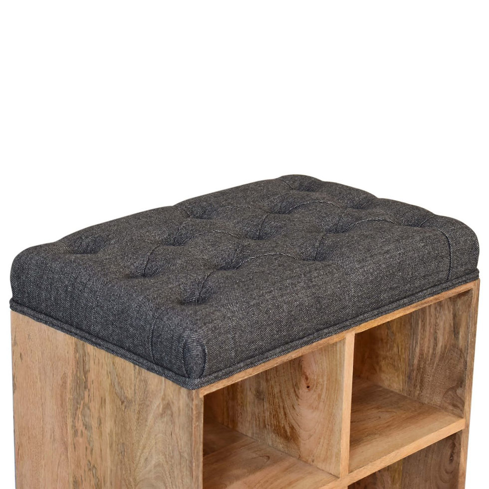 Thumbnail: Mini Black Shoe Storage Footstool