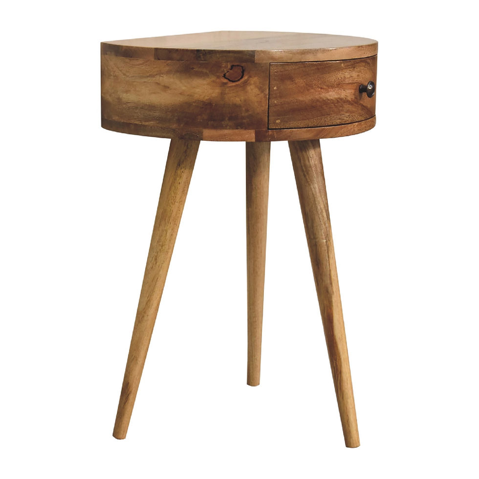 Thumbnail: Mini Oak-ish Circular Shape Bedside