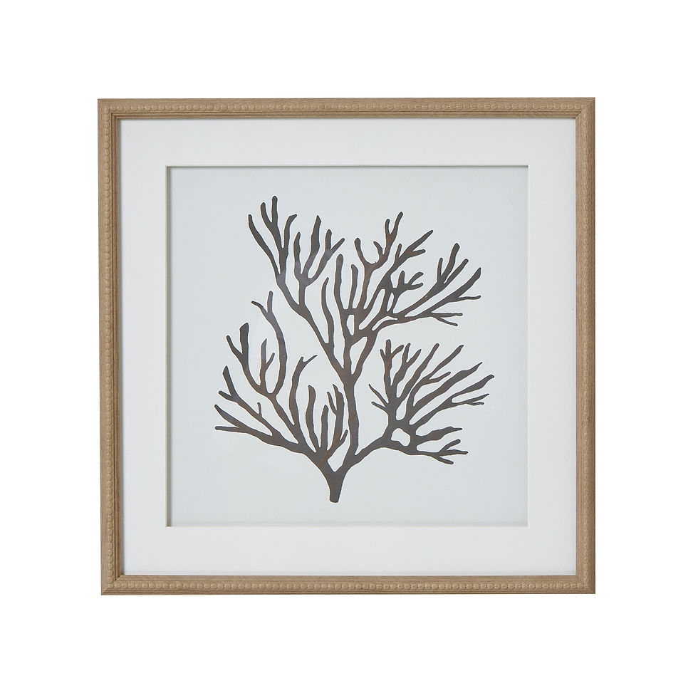 Reef Coral Art Mounted In Beaded Frame