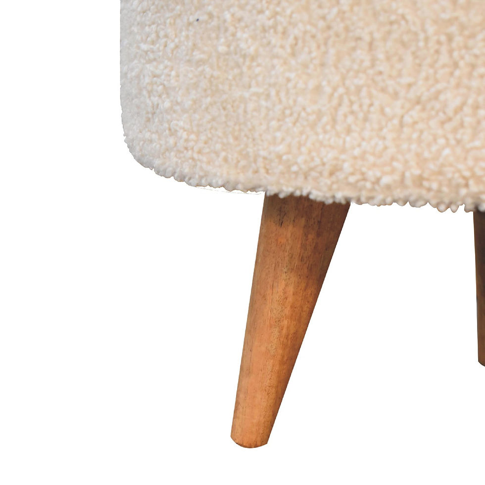Thumbnail: Cream Boucle Rounded Footstool