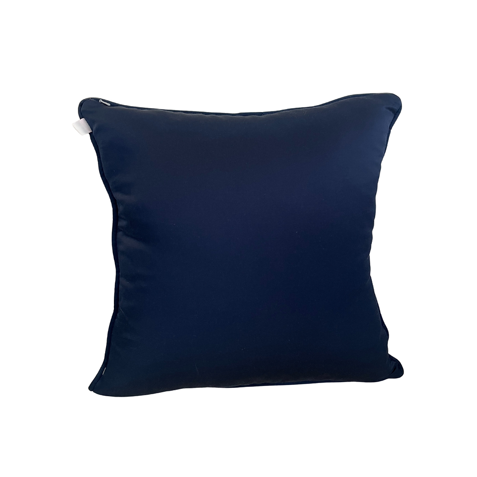 Back View of Navy and Silver Luxe Texture Cushion