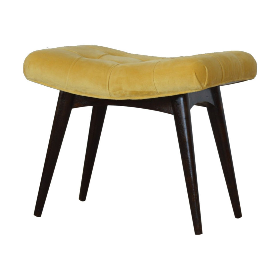 Thumbnail: Mustard Cotton Velvet Curved Bench