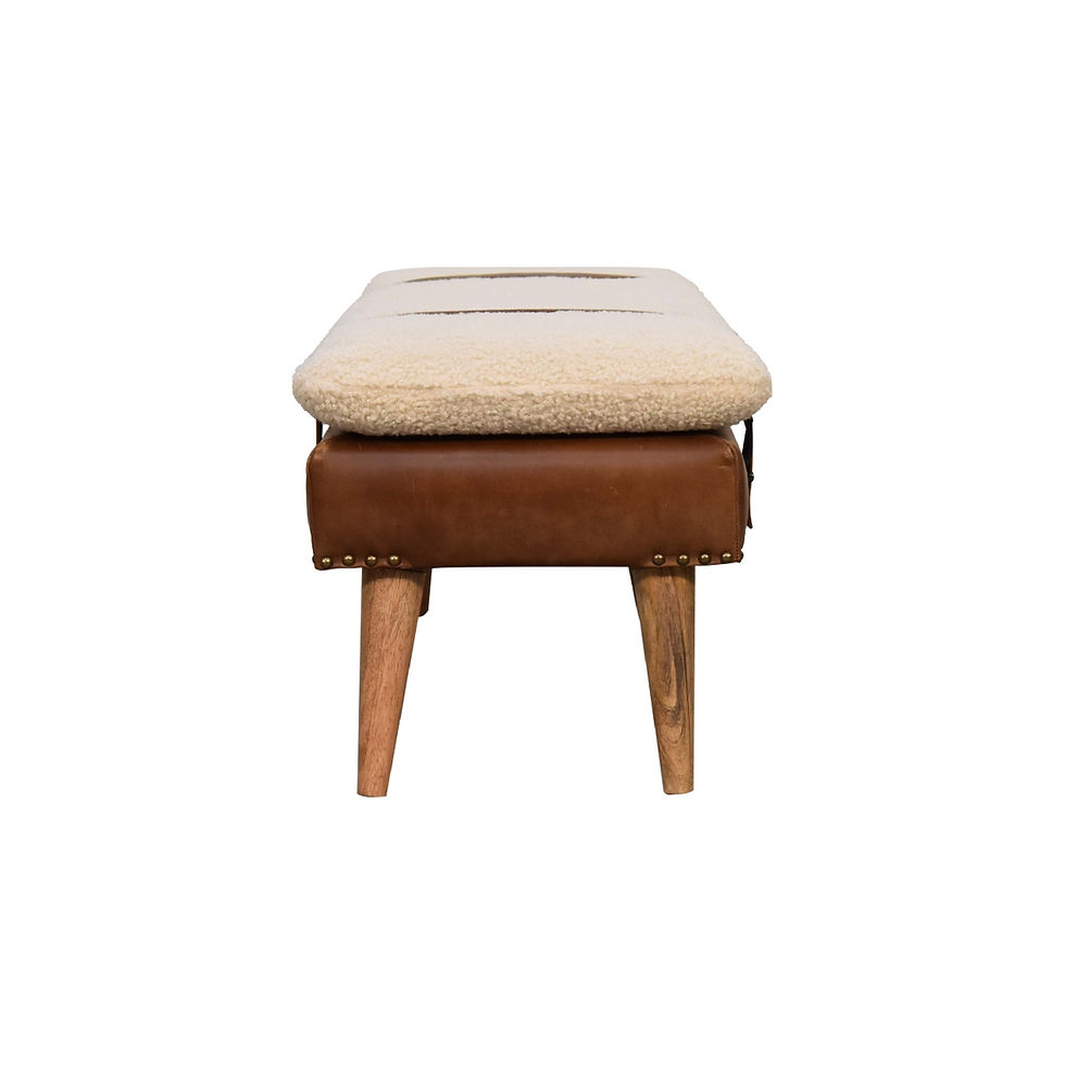 Thumbnail: Bouclé Buffalo Hide Leather Bench