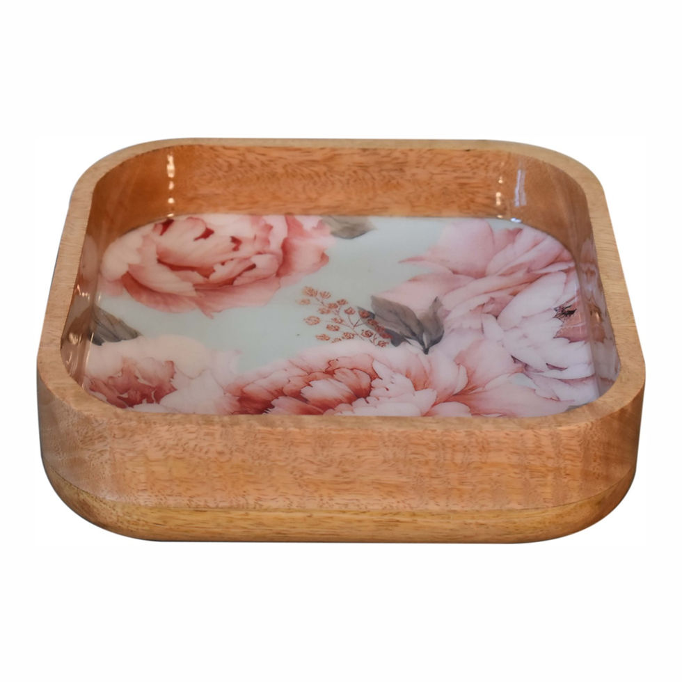 Thumbnail: Pink Floral Square Bowl Set of 2
