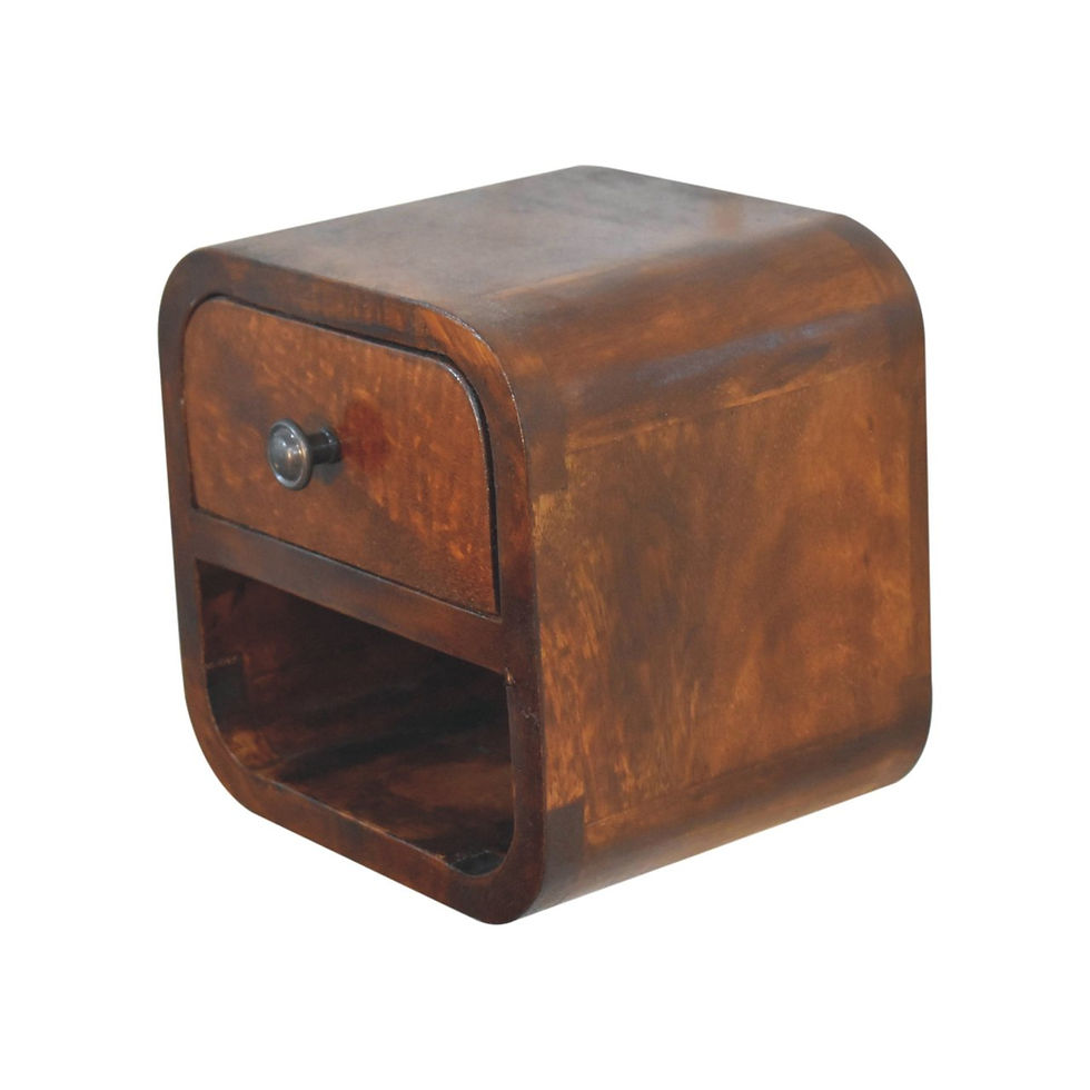 Thumbnail: Extra Mini Curved Chestnut Bedside with Open Slot