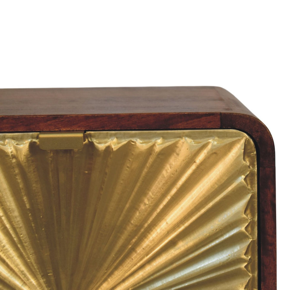 Thumbnail: Avora Brass Embossed 2 Drawer Chestnut Nightstand