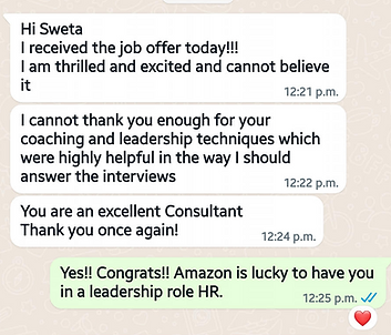 Amazon-HR leadership interview passed with interview coaching by Sweta Regmi