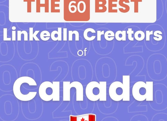 THE 60 BEST LinkedIn Creators of Canada, with Canadian flag icon.