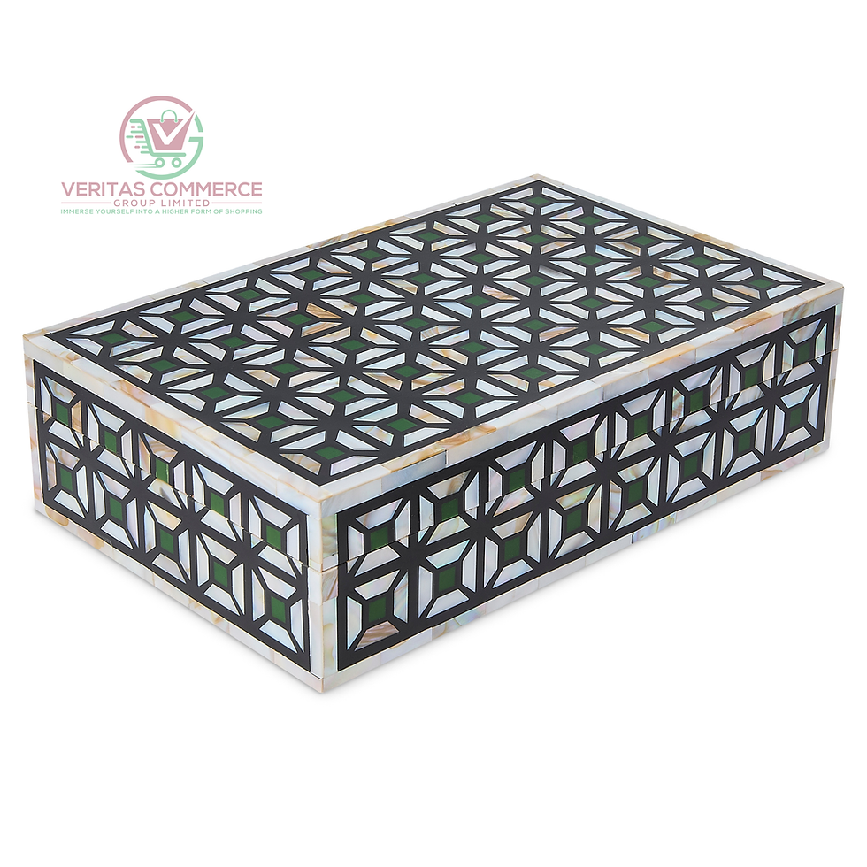Thumbnail: Large Mother of Pearl Decorative Box for Jewellery and Keepsakes Black and Green