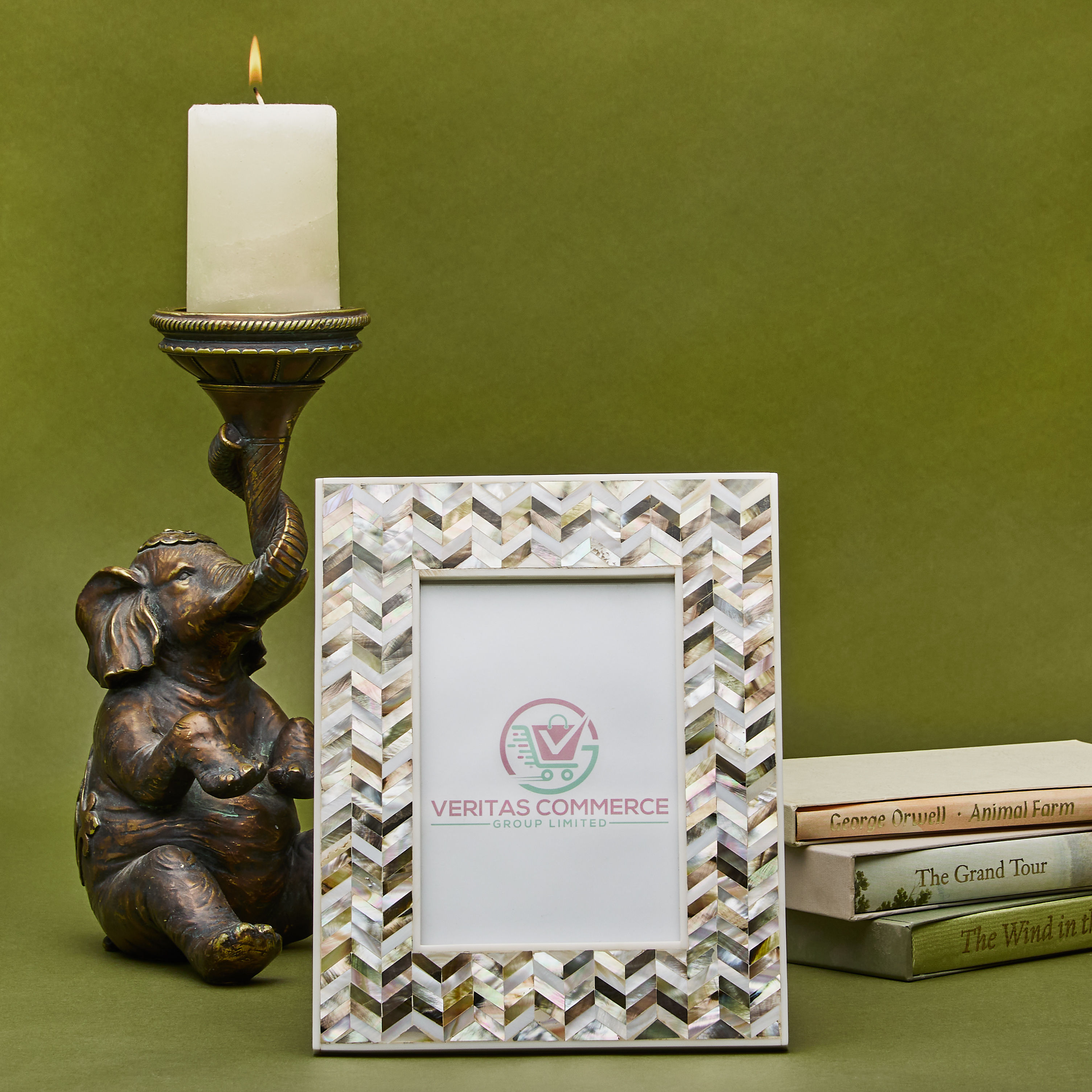 Mother of Pearl Photo Frame in Gold, Silver & White