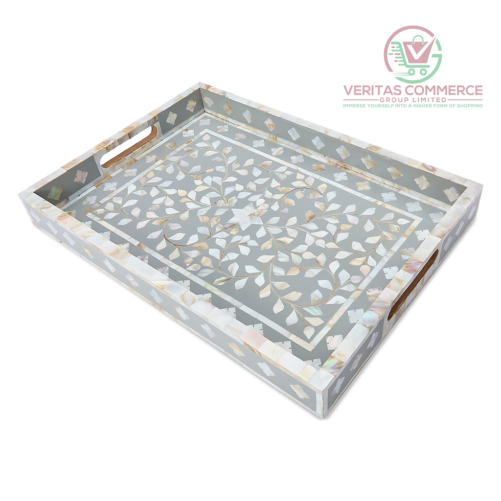 Thumbnail: Handmade Mother of Pearl Decorative Tray in Grey and White