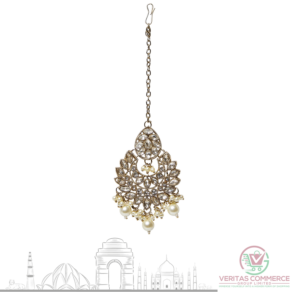 Thumbnail: Ornate Handcrafted Kundan Jewellery Set in White and Silver - Inspired by Indian