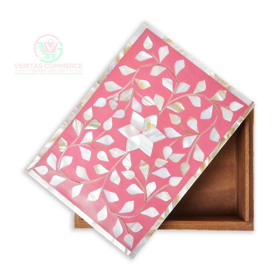 Thumbnail: Handmade Mother of Pearl Pink Jewellery Box for Decoration and Keepsakes