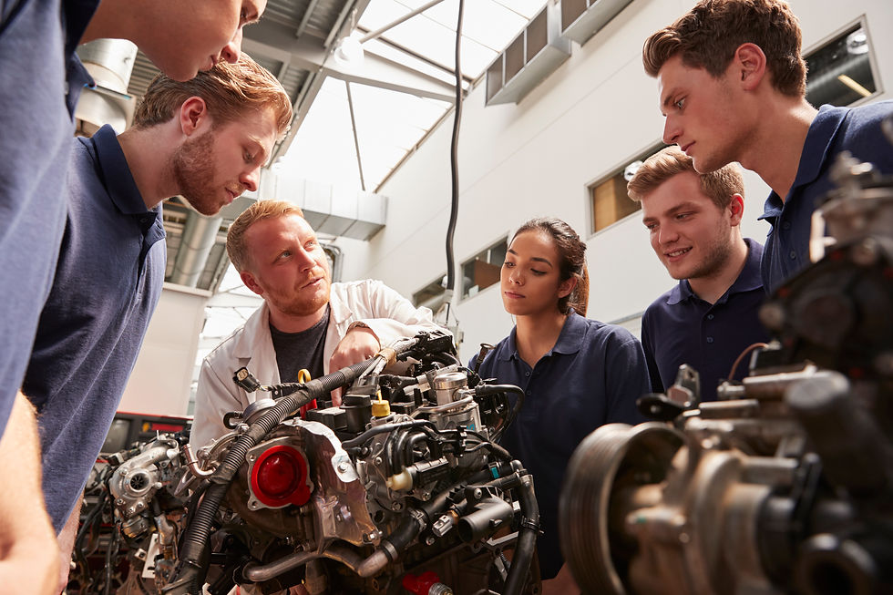 Automotive class learning about engines