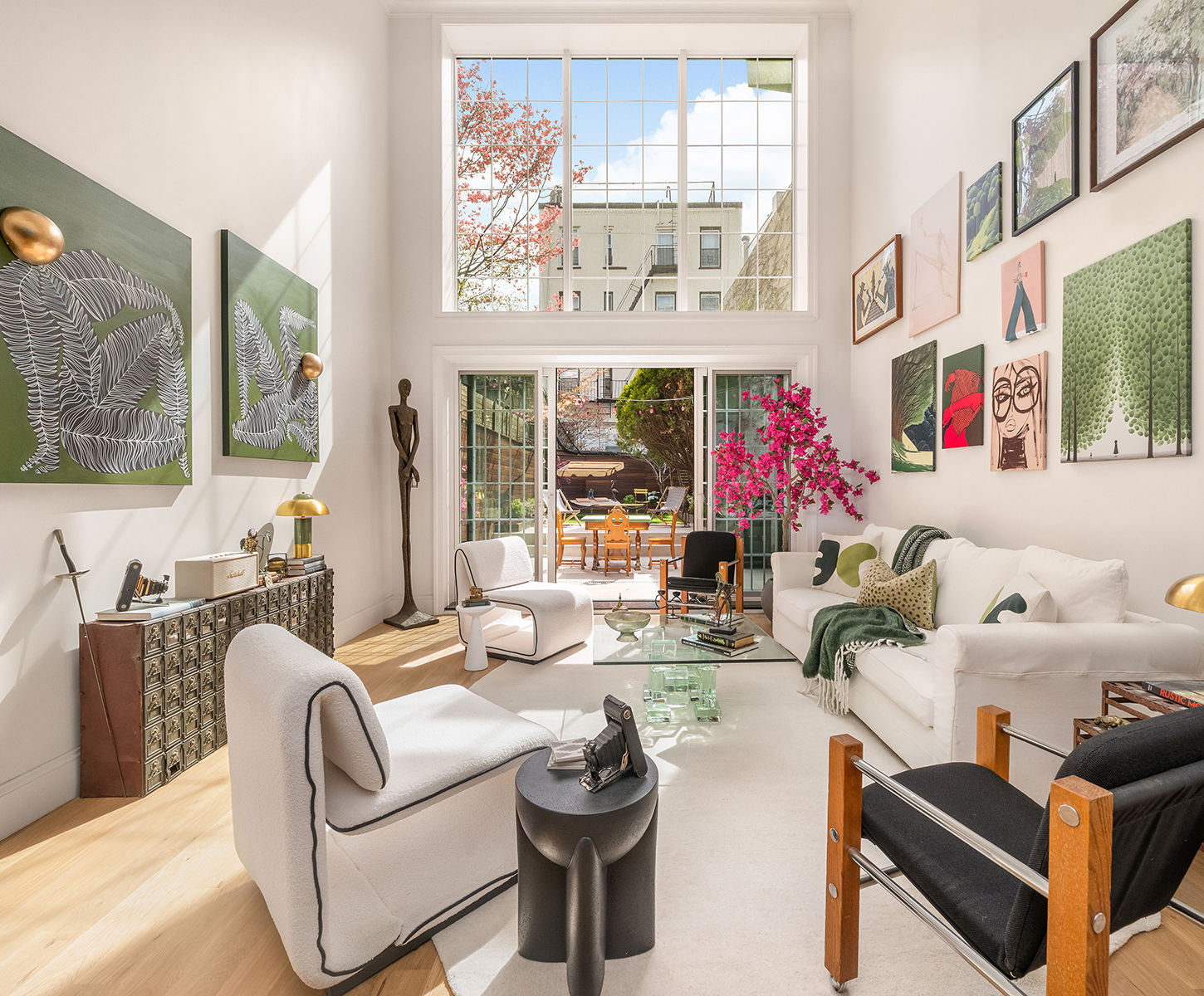 Luxurious new construction condominium or townhome at 38 Garfield Pl, Park Slope, Brooklyn, NY. The childhood home of Al Capone. The living room is shown.
