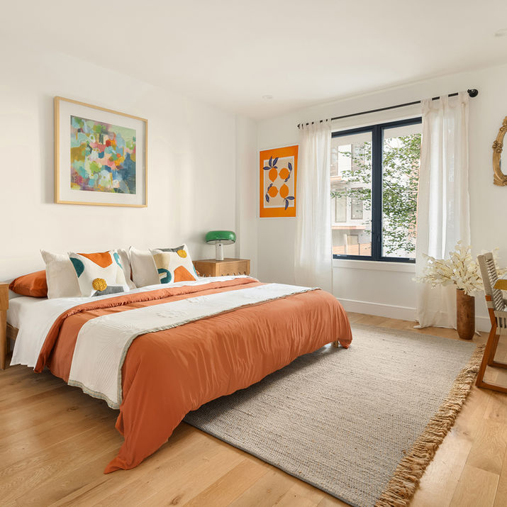 Luxurious new construction condominium or townhome with 6 units in Boerum Hill at 345 Bergen St, Brooklyn, NY. The bedroom is shown.
