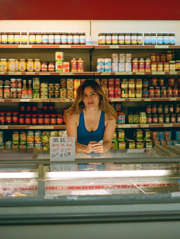 Analog portrait of DJ JUJA, shot on film by Susan Eline Amsterdam
