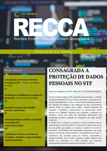 RECAA 10a. Edição - Proteção de Dados e Relações Trabalhistas na Pandemia