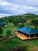 Aerial view of Mbuni Tented Camp surrounded by Serengeti landscape