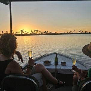 Scenic river landscape in Nyerere National Park from boat safari
