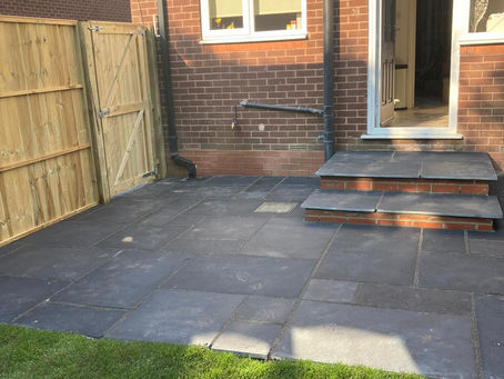 A brand new lawn ... and patio ... and gate.