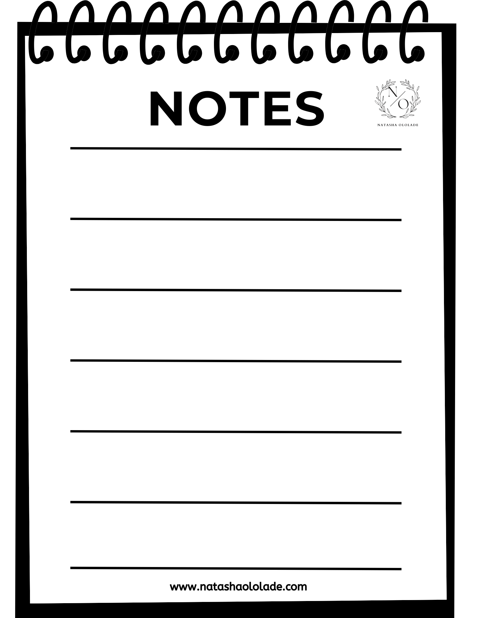 Fillable Black and White Notes List Notepad