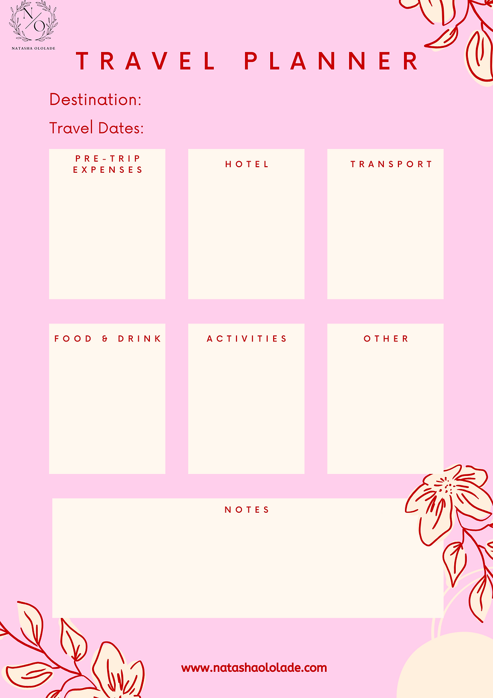 Fillable Pink Travel Planner