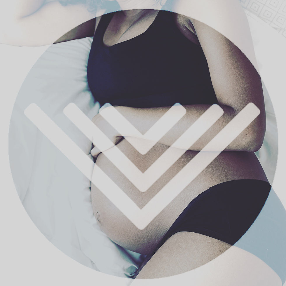 Image of a pregnant belly with the Inland Pelvic Health logo, highlighting pelvic care and therapy for expecting mothers.