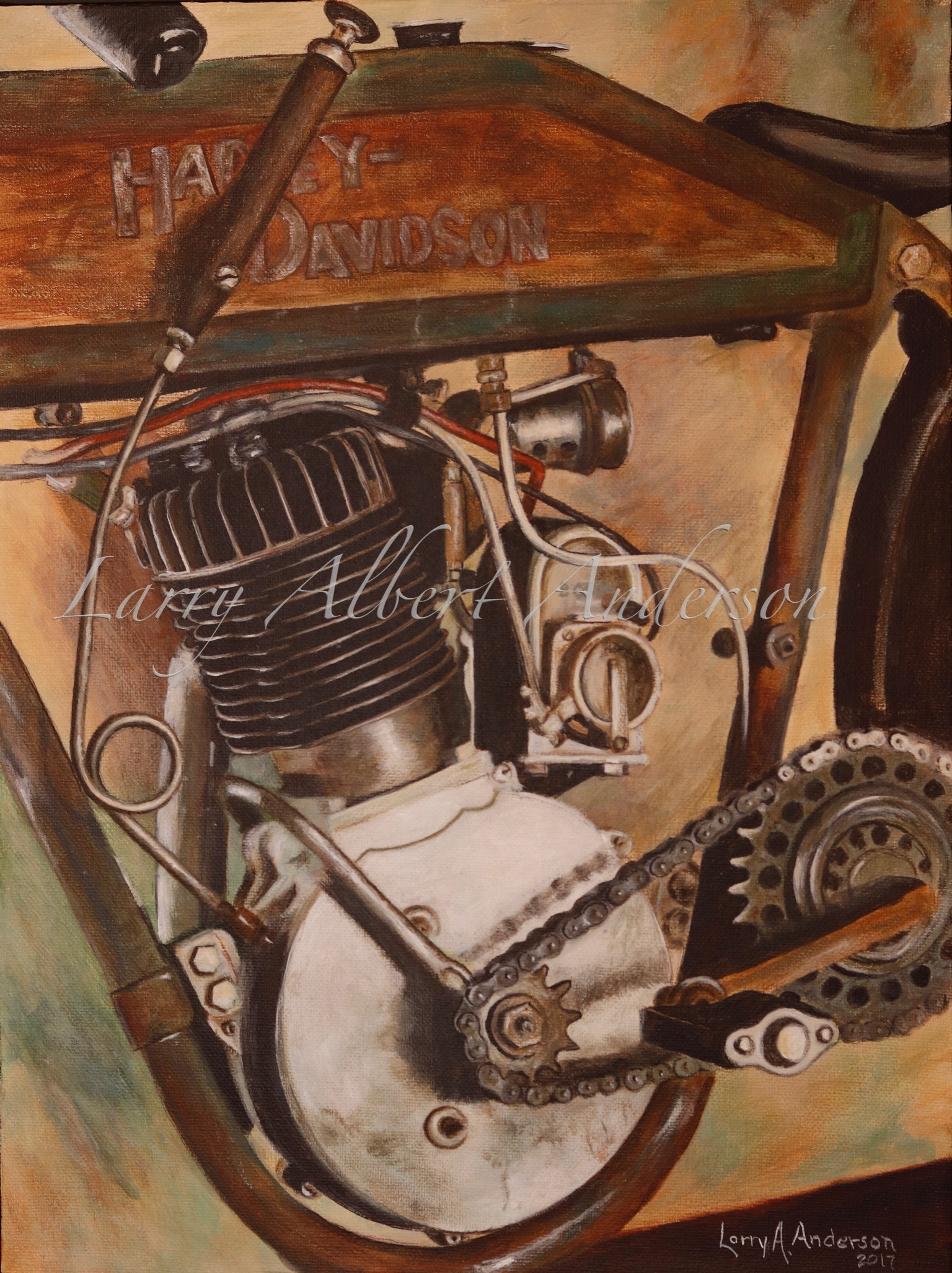 1915 Harley Davidson Engine Painting