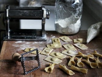 Ricotta, Thyme and Pistachio Ravioli with Reduced Tomato & Basil Sauce