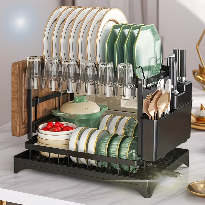 Kitchen bowl rack, drain rack,1pc Double-layer Tableware Drain Rack, Chopstick