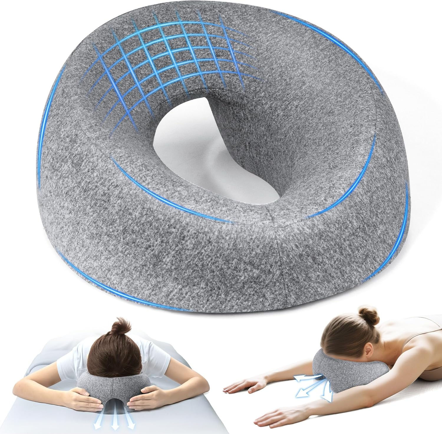 Ergonomics Lying Down Pillow Memory Foam Breathable Head Support Pillow Snap Bod