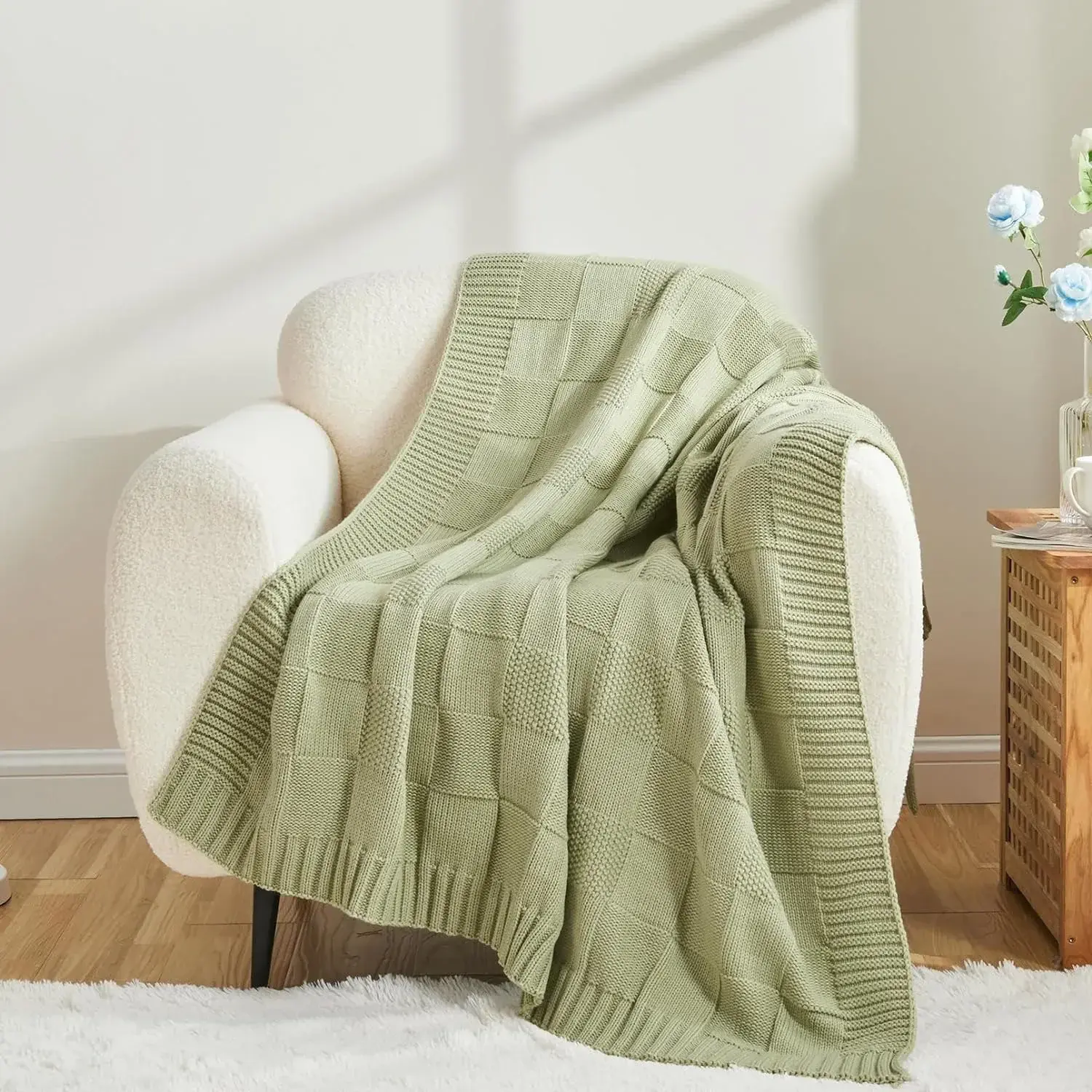 Bohemian New Waffle Sofa Knitted Blanket Cover Plane Office Nap Camping Leisure