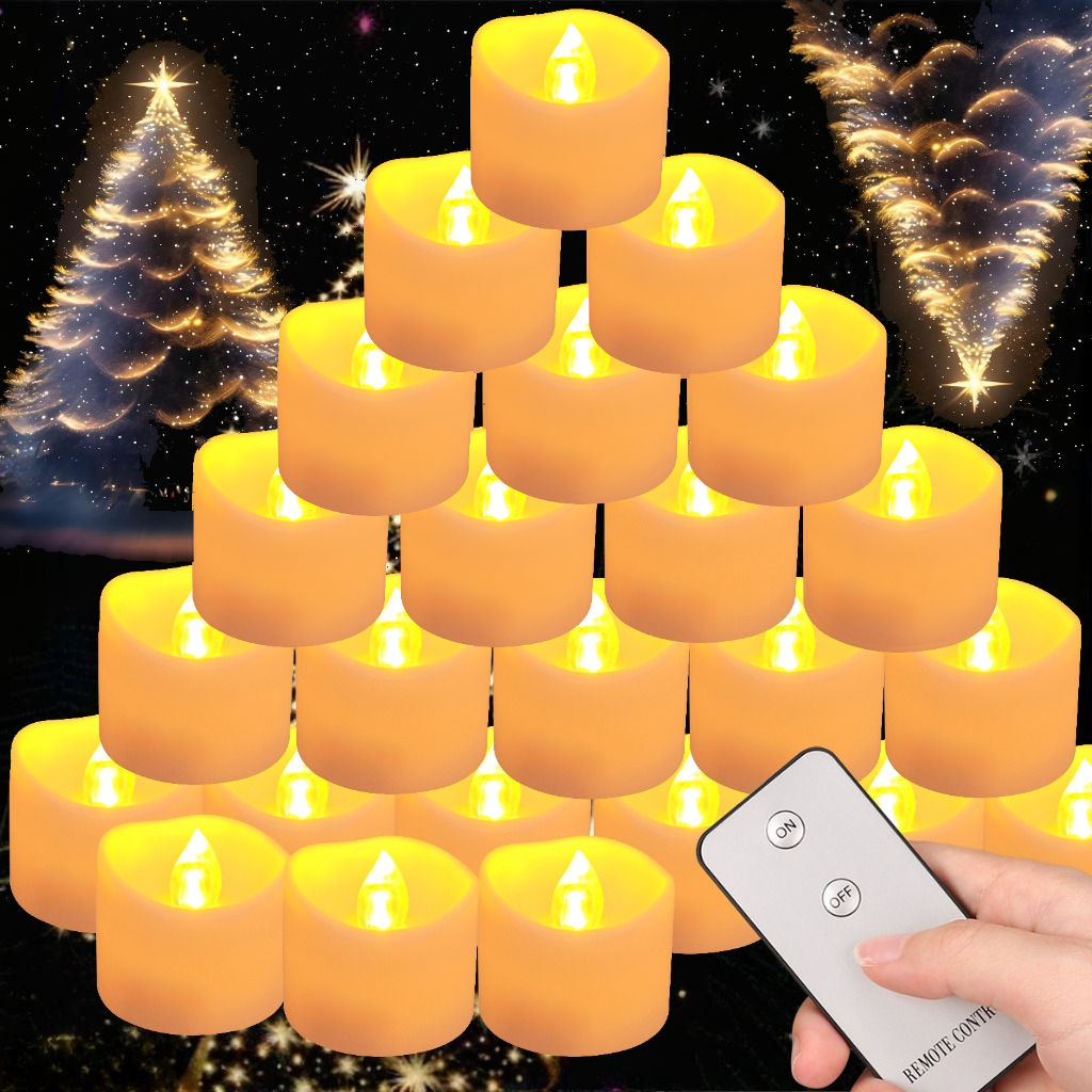 Flameless Flickering LED Tea Lights with Remote Control 200+Hour Electronic Cand