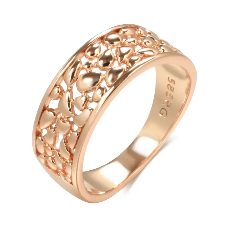 Kinel New 585 Rose Gold Ethnic Bride Ring Vintage Wedding Jewelry Trend Daily