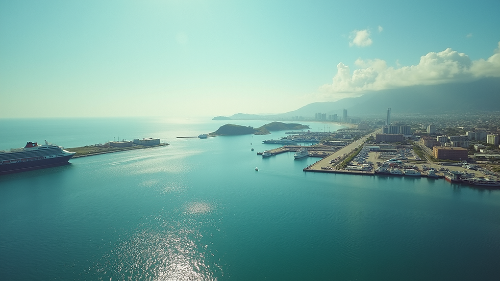 Vista aérea de contenedores en puerto marítimo en México