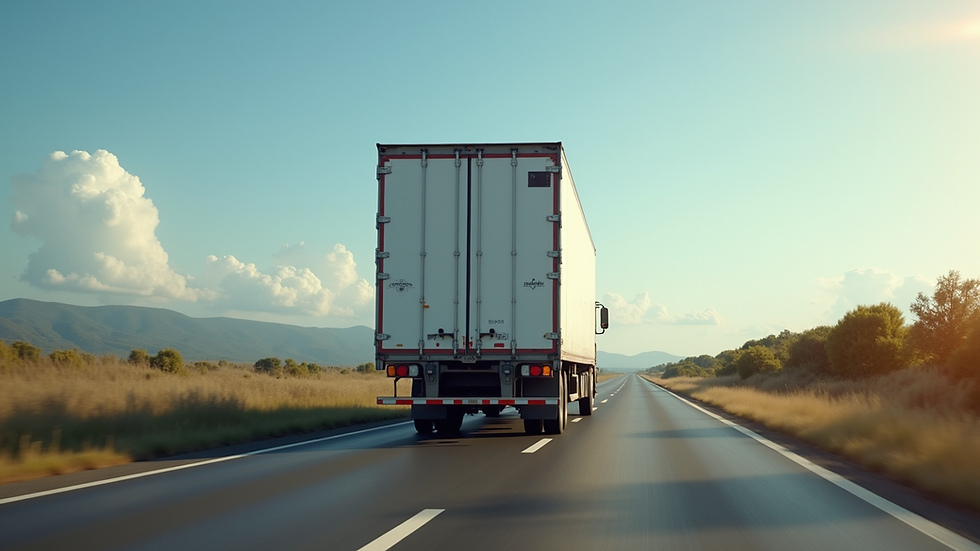 Vista cercana de camión refrigerado en ruta de distribución